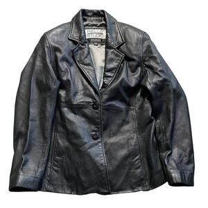 Vintage Wilsons Leather Pelle Studio Womens Black 2 Button Leather Jacket Small